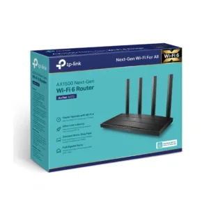 استمتع باتصال إنترنت أسرع وأكثر استقرارًا مع **TP-Link AX1500** المزود بتقنية **Wi-Fi 6** الحديثة. يوفر سرعات عالية، وتغطية ممتازة، وأداءً سلسًا حتى مع توصيل عدة أجهزة في الوقت نفسه. مثالي للألعاب، وبث الفيديو بجودة عالية، والعمل أو الدراسة من المنزل، مع إعداد سهل وأمان متقدم لحماية شبكتك.
